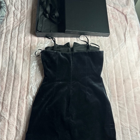 Saint Laurent Black Mini Dress with Pearl Accents - Picture 3 of 4